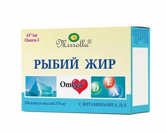 Изображение товара Рыбий жир мирролла (витамины а,д,е) №100 Рыбий жир мирролла (витамины а,д,е) №100 фотография