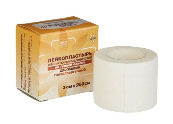 Изображение товара Лейкопластырь Leiko фиксирующий на тканой основе 3смх250см Лейкопластырь Leiko фиксирующий на тканой основе 3смх250см фотография