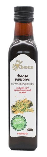 Масло рапсовое Дивия 100%, 250 мл стекло фотография