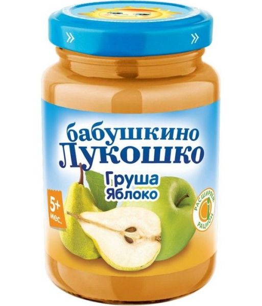 Бабушкино лукошко пюре груша яблоко с 5 месяцев 200г фотография