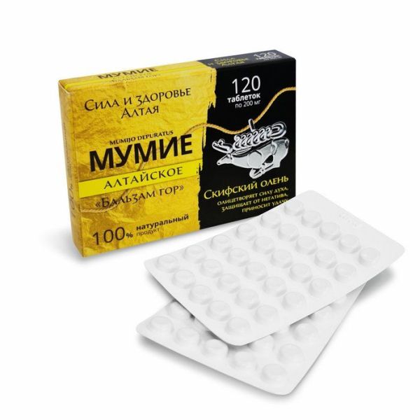 Изображение товара Мумие алтайское Бальзам Гор Фарм-Продукт 120 шт Мумие алтайское Бальзам Гор Фарм-Продукт 120 шт фотография