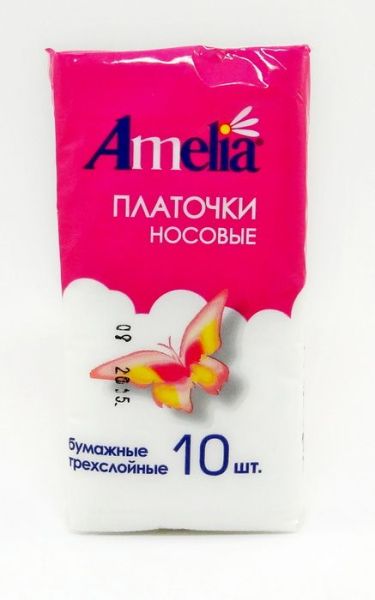 Платки носовые бумажные Амелия 10 шт фотография