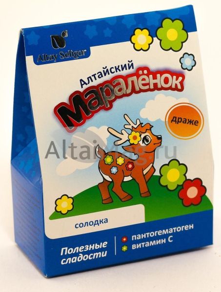 Изображение товара Драже «Алтайский мараленок» (с витамином С, солодкой и йодом), 70 г Драже «Алтайский мараленок» (с витамином С, солодкой и йодом), 70 г фотография
