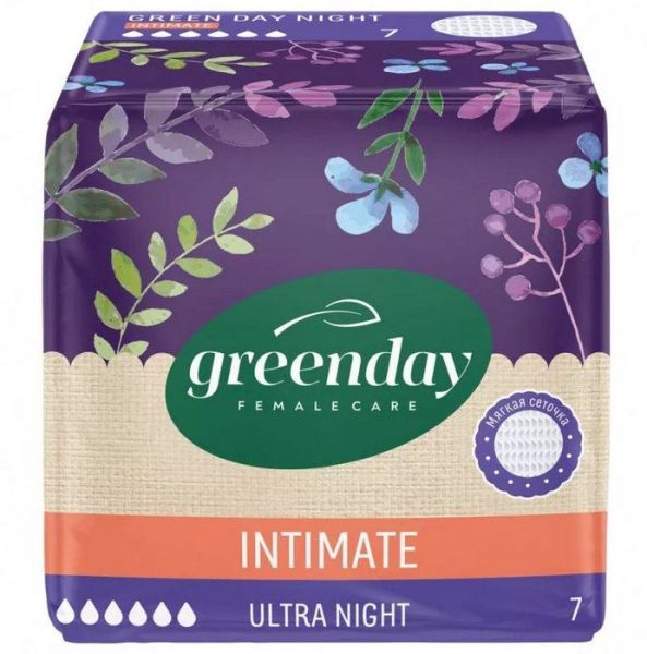 Изображение товара Прокладки Green day ultra night dry intimate 7шт Прокладки Green day ultra night dry intimate 7шт фотография