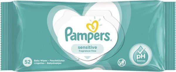 Памперс салфетки влажные детские Sensitive 52шт фотография