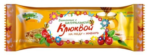 Изображение товара Батончик мюсли с натуральными ягодами Клюква на фруктозе Любэль-Эко 30г Батончик мюсли с натуральными ягодами Клюква на фруктозе Любэль-Эко 30г фотография