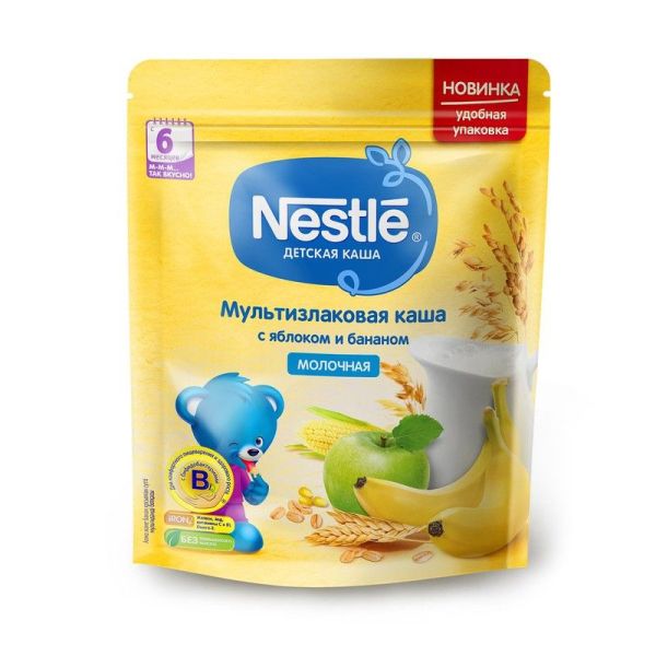 Каша Нестле мультизлаковая с яблоком и бананом 220г фотография