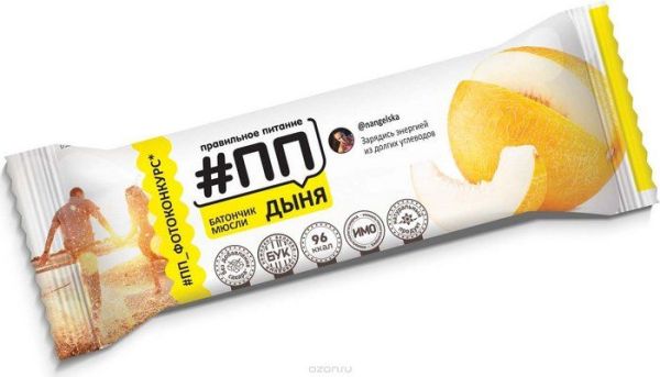 Батончик мюсли «#ПП» дыня в йогуртовой глазури 30г фотография
