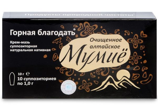Изображение товара Мумиё ректально-вагинальное в суппозиториях Горная благодать свечи, 10 шт Мумиё ректально-вагинальное в суппозиториях Горная благодать свечи, 10 шт фотография